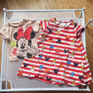 Disney Minnie Mouse Red and Cream Dress and t shirt bundle